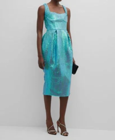Pre-owned Bronx And Banco $850 Bronx & Banco Women's Blue Sequin Katherine Shift Dress Size L