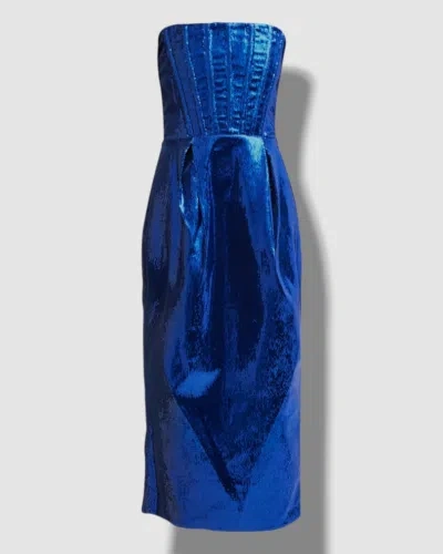 Pre-owned Bronx And Banco $960 Bronx & Banco Women's Blue Sequin Strapless Corset-sheath Dress Size L