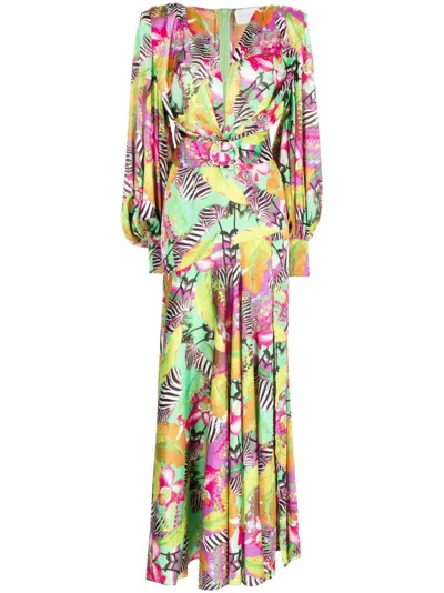 Bronx And Banco Abstract-print Long Dress In Multicolour