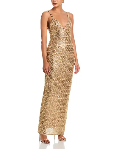 Bronx And Banco Allegra Sequin Maxi Dress In Gold