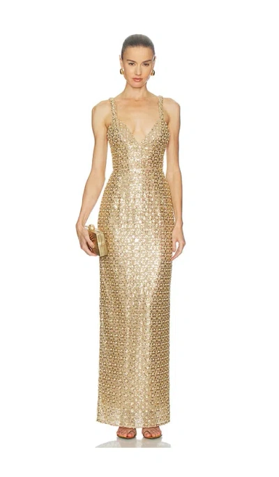 Bronx And Banco Allegra Sequin Maxi Dress In Gold