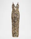 Bronx And Banco Allegra Sequined Sleeveless V-neck Gown In Multi