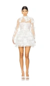 Bronx And Banco Anastasia Floral Long Sleeve Mini Dress In 화이트