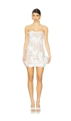 Bronx And Banco Anastasia Floral Strapless Mini Dress In 白色