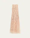 Bronx And Banco Arielle Floral Embroidered Sleeveless Gown In Neutral