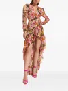 Bronx And Banco Asymmetric V-neck Floral Dress In Multi