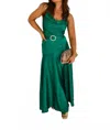 Bronx And Banco Bailey Satin Maxi Dress In Emerald Green In Green