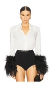 Bronx And Banco Blair Top With Feather Trim In White