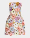 Bronx And Banco Bouquet Maraya Floral Applique Mini Dress In Pastel Floral Multi