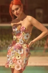 Bronx And Banco Bouquet Maraya Floral Applique Mini Dress In Beige
