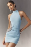 Bronx And Banco Camila Rhinestone Cut-out Dress In Blue
