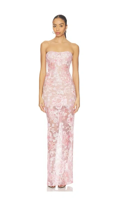 Bronx And Banco Capri Sequin Dahlia Strapless Maxi Dress In Pink
