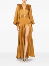 Bronx And Banco Carmen Belted Maxi Dress In Brown