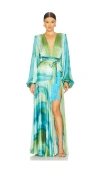 Bronx And Banco Carmen Coastal Gown In Blue