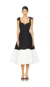 Bronx And Banco Catalina Two-tone Sweetheart Midi Dress In Black,white