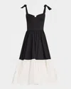 Bronx And Banco Catalina Two-tone Sweetheart Midi Dress In Black/beige