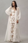 Bronx And Banco Chloe Long-sleeve Sheer Blanc Silk Cape In White