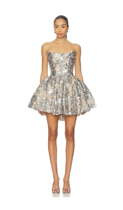 Bronx And Banco Chloe Strapless Mini Dress In Silver
