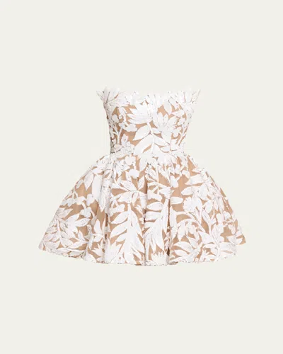 Bronx And Banco Chloe Strapless Sequin Floral Corset Mini Dress In White