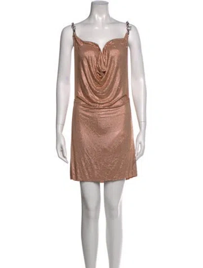 Pre-owned Bronx And Banco Cowl Neck Mini Dress In Neutral