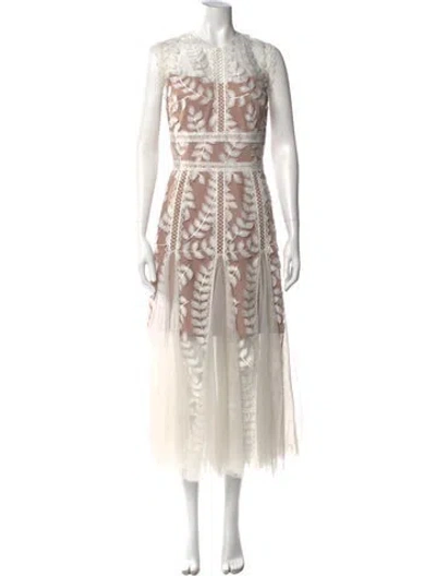 Pre-owned Bronx And Banco Crew Neck Long Dress In White