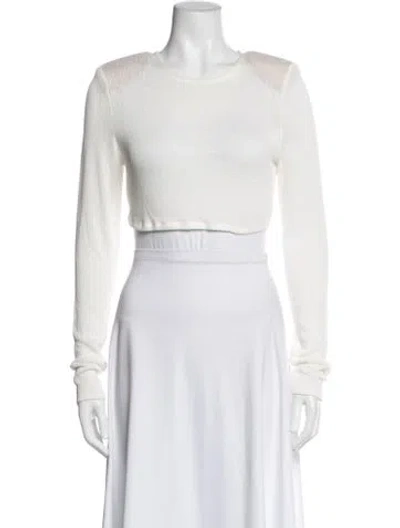 Pre-owned Bronx And Banco Crew Neck Long Sleeve Crop Top W/ Tags In White