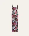 Bronx And Banco Dahlia Floral Sequin Column Gown In Black