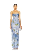 Bronx And Banco Dahlia Maxi Dress In Baby Blue Multi