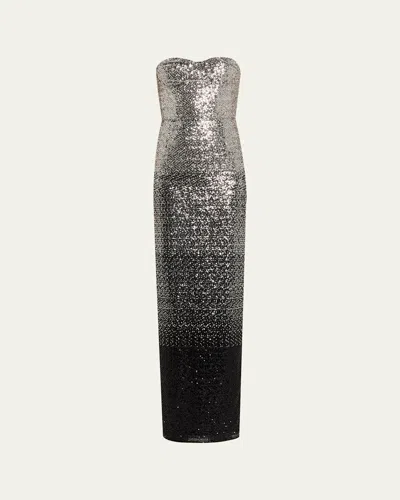 BRONX AND BANCO DAHLIA OMBRE SEQUINED STRAPLESS MAXI DRESS