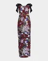Bronx And Banco Dahlia Sequin Embroidered Tie-shoulder Maxi Dress In Purple