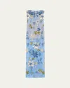 Bronx And Banco Dahlia Sequin Floral Column Gown In Baby Blue Multi