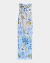 Bronx And Banco Dahlia Sequin Floral Column Gown In Baby Blue Multi