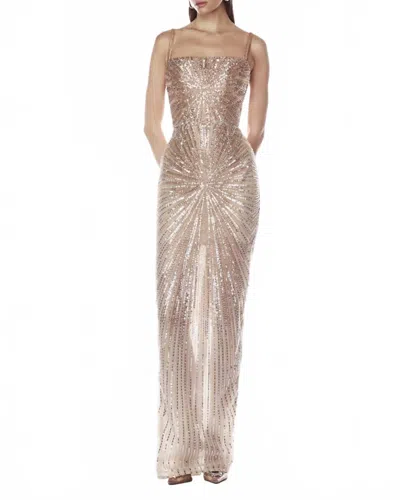 Bronx And Banco Dahlia Sequined Maxi Dress In Gold