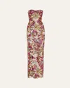 Bronx And Banco Dahlia Strapless Embroidered Sequin Gown In Multi