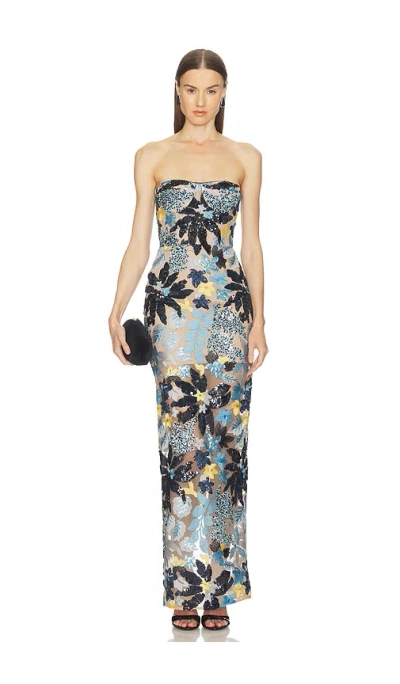 Bronx And Banco Dahlia Strapless Maxi Dress In Multi