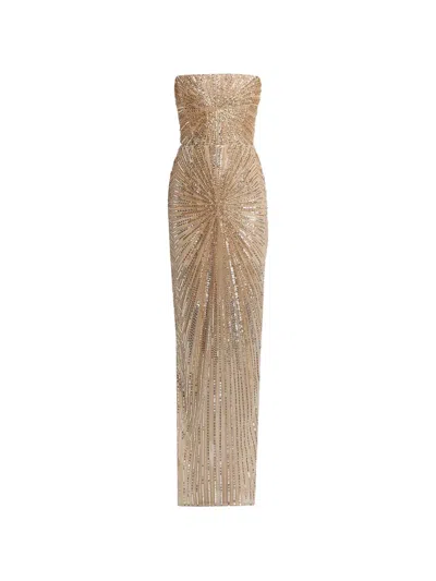 Bronx And Banco Dahlia Strapless Maxi Dress In Gold