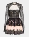 Bronx And Banco Daphne Illusion Corset Lace Mini Dress In Gray