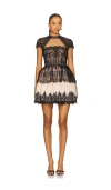Bronx And Banco Daphne Illusion Corset Lace Mini Dress In Black