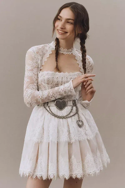 Bronx And Banco Daphne Short-sleeve Lace Mini Dress In White