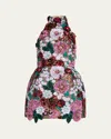 Bronx And Banco Deirdre Sequin Embroidered Halter Mini Dress In Multi