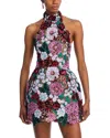 Bronx And Banco Deirdre Sequin Embroidered Halter Mini Dress In Purple