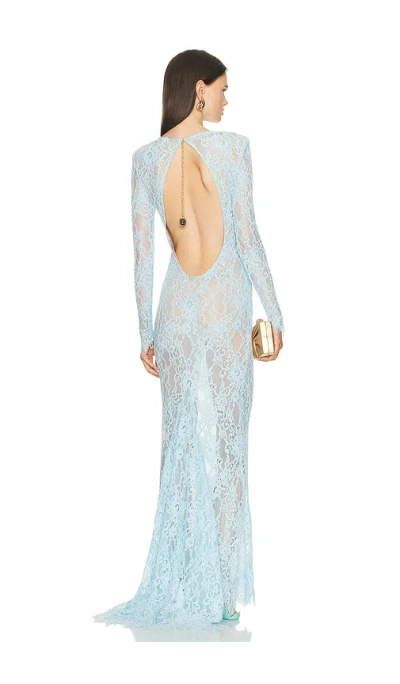 Bronx And Banco Electra Lace Gown In Blue