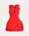 Bronx And Banco Estelle Floral Appliqué Fit & Flare Mini Dress In Red