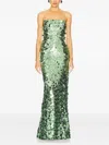 Bronx And Banco Farah Strapless Gown In Green