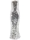Bronx And Banco Farah Strapless Sequin Column Gown In Silver