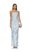 Bronx And Banco Farah Ocean Blue Sequin Maxi Dress In Blue