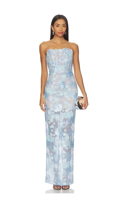 Bronx And Banco Farah Ocean Blue Sequin Maxi Dress