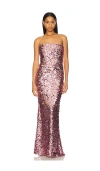 Bronx And Banco Farah Strapless Sequin Column Gown In 粉红胭脂系列