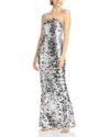 Bronx And Banco Farah Strapless Sequin Column Gown In Silver