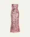 Bronx And Banco Farah Strapless Sequin Column Gown In Blush